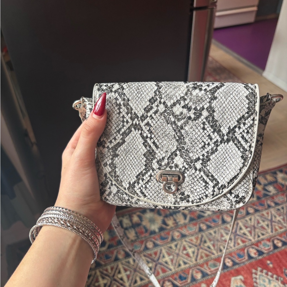 Urban Outfitters Black and White Snakeskin Crossbody Bag